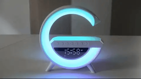 NEW INTELLIGENT LED TABLE LAMP, 4 IN 1 WIRELESS CHARGER, SPEAKER, CLOCK, LIGHT LAMP