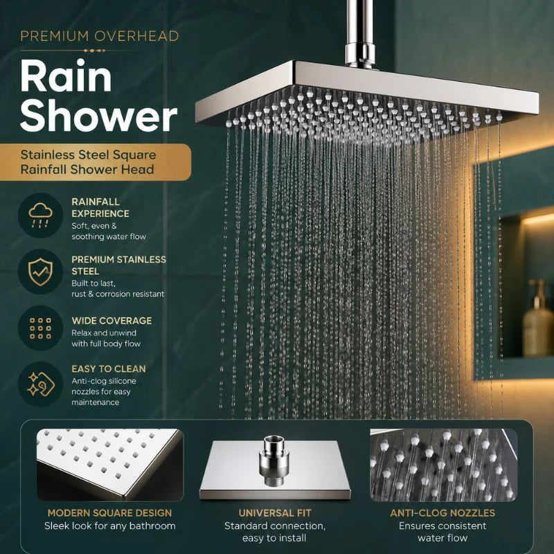 Premium Quality Overhead Rain Shower – Stainless Steel