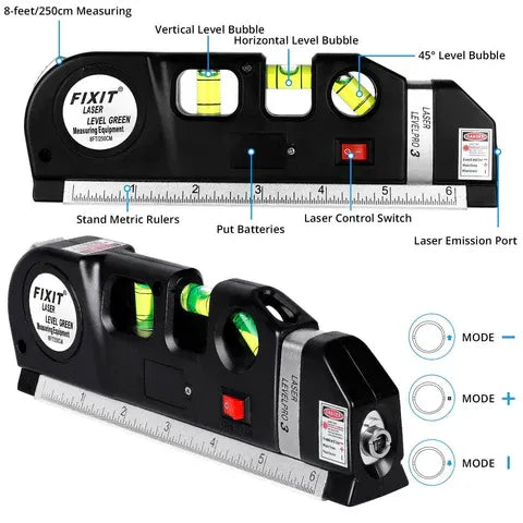 Professional 5-in-1 Laser Level with Ruler, Scale & Triple Spirit Level👌