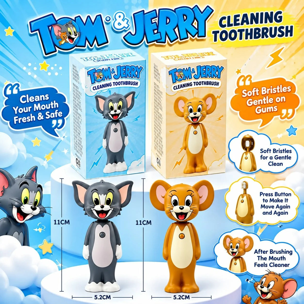 Tom & Jerry Kids Toothbrush – Fun & Cute for Children