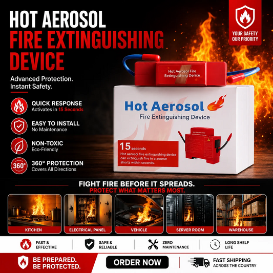 Hot Aerosol Fire Extinguishing Device – 360° Instant Fire Protection - 10 YEAR LIFE