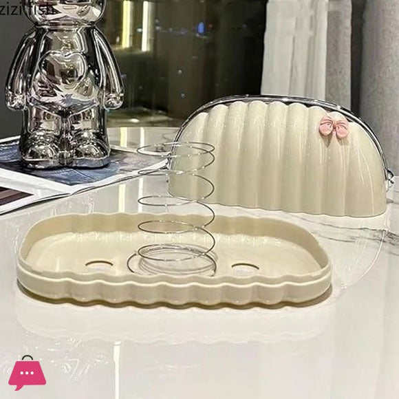 Creative Shell Design Tissue Box-White Silver - with bow