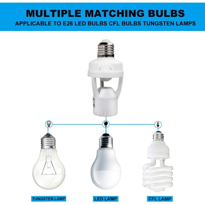 Auto On/Off Light Control Sensor , Motion Sensor LED Lamp Bulb Holder E27 AC 220V, PIR Infrared Holder